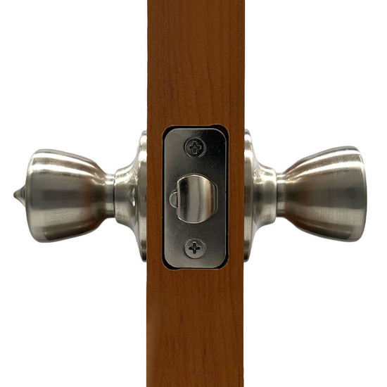Contractor-Grade Entry Lock - Satin Nickel | MFS Supply - Side of Door